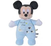 Peluche mickey phosphorescente bleu 28 cm - disney - doudou brille dans la nuit bleu et blanc - enfant - cadeau naissance - garcon