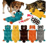 Peluche mignonne avec son - Ours brun, écureuil, renard, koala, raton laveur, lapin, avec puce sonore BIBI, résistante à la mâchouille, convient aux chiens et chats de taille moyenne et grande, et mat