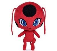 Peluche miraculous : tikki kwami 29 cm - set doudou marinette + 1 carte - coccinelle - enfant