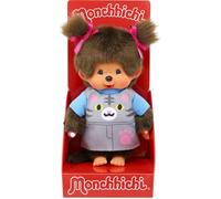 Peluche Monchhichi - BANDAI - Salopette Chat rose - 20 cm