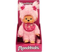 BANDAI - Monchhichi - Peluche Monchhichi Pinky Sakura Rose Fleurs Cerisier - Peluche Singe Iconique des années 80 - Peluche Toute Douce 20 cm pour Enfants et Adultes - Jouet Enfant 2 Ans et + - 24289