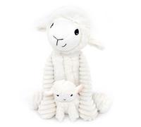 LES DÉGLINGOS Les PTIPOTOS by Peluche Maman Bebe - Toute Douce - Cadeau Naissance - OLOU Mouton Maman & Bebe Blanc - 24CM
