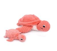 Les DÉGLINGOS PTIPOTOS by SAUVENOU Tortue Maman/Bébé - Peluche bébé Toute Douce - Idée Cadeau de Naissance - 29cm, Corail