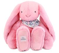 DOUDOU ET COMPAGNIE - Lapin Fleurette Grenadine 50 cm - Peluche Rose Très Douce - Doudou Bébé Naissance - Foulard Fleuri - Lavable en Machine - Cadeau Naissance - DC4307