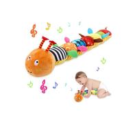 Peluche musicale pour bébé avec hochet chenille - Cadeau de Noël pour bébé garçon/fille de 3 à 6 mois (Orange)