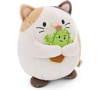 NICI Peluche Chat Angy 16 cm – Doudou avec cactus en boîte cadeau beige 11x12x6,5 cm