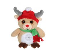 Peluche Noel, christmas pétillous sonore 16 cm - renne beige TU