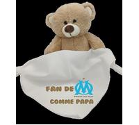Peluche - OM - Ours - Personnalisable - Bandana - Attache sucette blanc 21 cm