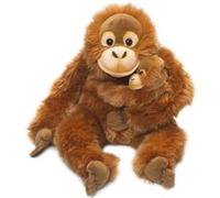 Peluche Orang-Outan Maman Et Son Bébé De 25 Cm Marron