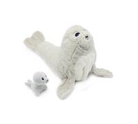 Peluche otarie maman et son bébé gris