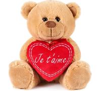 Peluche Ours - BRUBAKER - Nounours - 25 cm - Brun - Cœur en Peluche Inclus