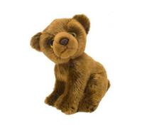 Peluche Ours Brun Grizzly 18 cm Bebe - Peluche Animal Foret - Nounours Doux Enfant - Set Doudou - Carte Animal et 1 Carte Tigre