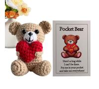 : Peluche Ours en Peluche - de Poche au Crochet en Forme de cœur | Cadeau d'ours en Tricot de Saint-Valentin Porte-clés câlin Jouet décoratif Mignon Cadeau d'anniversaire pour et
