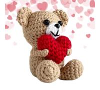 : Peluche Ours en Peluche - de Poche au Crochet en Forme de cœur | Cadeau d'ours en Tricot de Saint-Valentin Porte-clés câlin Jouet décoratif Mignon Cadeau d'anniversaire pour et
