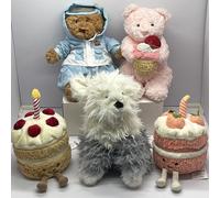 Peluche Ours Gâteau Rose JC, Lapin Imprimé Léopard, Peluche Gâteau d'Anniversaire, Ornement Ours en Combinaison de Ski, Cadeau Peluche Berger de Bergerie JC Dr. Rabbit