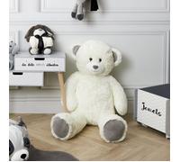 Peluche Enfant "Ours" 90cm Blanc & Gris