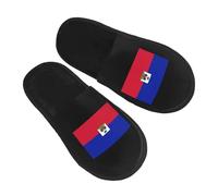 Peluche Pantoufles Drapeau D'Haïti Chaussons Maison | Peluche Pantoufles Confortable Souples Chaussons Peluche Pour Spa Voyage Maison Pantoufle Hiver