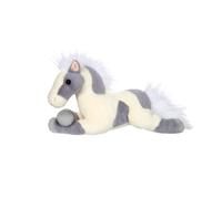Gipsy Toys - Peluche Cheval ALLONGE - 40 CM - Gris ET Blanc