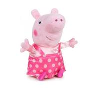 Peluche Peppa Pig Salopette Rose A Pois 31 Cm - Peluche Licence - Cochon - Doudou Enfant