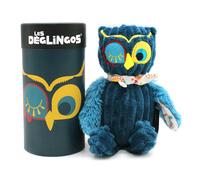 LES DÉGLINGOS - Peluche Petit Simply + boîte Cadeau - Astros Le Hibou - Dès la Naissance - 22cm - Bleu