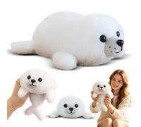 Peluche Phoque Blanc Doux, Doudou Animal Marin pour Décoration Chambre