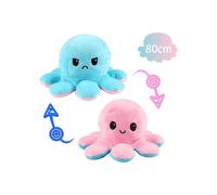 Peluche Pieuvre Géante Réversible 80 cm - DARMOWADE - Rose et Bleu - Peluche Douce et Mignonne - Peluches