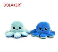 Peluche pieuvre réversible réversible bleu foncé et bleu clair