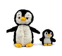 Peluche Pingouin noir maman bébé Ptipotos Les Déglingos