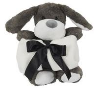 Peluche & Plaid Enfant Chien 70x70cm Gris Gris