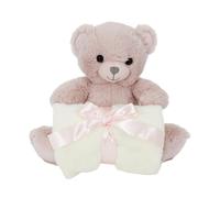 Peluche & Plaid Enfant "Ours" 70x70cm Rose
