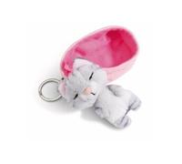 Peluche Porte-Cles 8 Cm - Chat Raye Gris Endormi