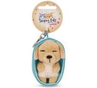 Peluche Porte-Cles 8 Cm - Chien Caramel Endormi Beige G