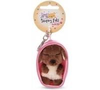 Peluche Porte-Cles 8 Cm - Chien Marron Endormi Beige G