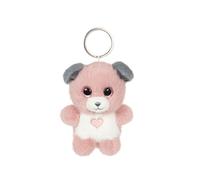 Peluche - Porte-clés en peluche Chien CANDY rose poudré et gris - Cutydoos Love - 8 cm