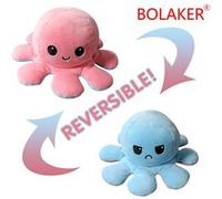Peluche poulpe BOLAKER® réversible rose tendre et bleu G