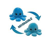 Peluche poulpe réversible double face 20 cm -bleu clair + bleu