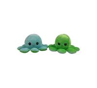 Peluche poulpe réversible double face 20 cm - bleu clair + vert