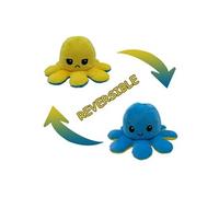 Peluche poulpe réversible double face 20 cm -bleu + jaune