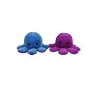 Peluche poulpe réversible double face 20 cm -bleu + violet