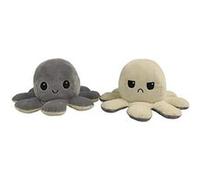 Peluche poulpe réversible double face 20 cm -gris + abricot Gris G