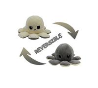 Peluche poulpe réversible double face 20 cm -gris + beige G
