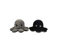 Peluche poulpe réversible double face 20 cm -gris + noir