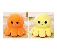 Peluche poulpe réversible double face 20 cm -orange + jaune