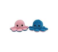 Peluche poulpe réversible double face 20 cm -rose + bleu