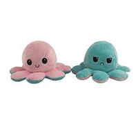 Peluche poulpe réversible double face 20 cm -rose + bleu clair