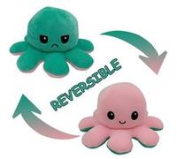 Peluche poulpe réversible double face 20 cm -rose clair + vert clair