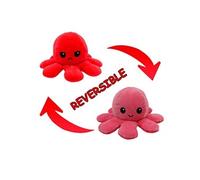 Peluche poulpe réversible double face 20 cm -rouge + rose rouge