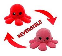 Peluche poulpe réversible double face 20 cm -rouge + rose rouge