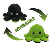 Peluche poulpe réversible double face 20 cm -vert + noir G
