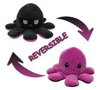 Peluche poulpe réversible double face 20 cm -violet + noir